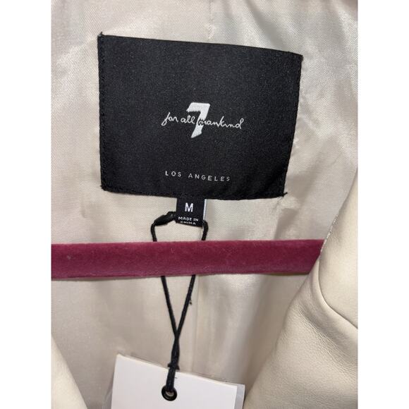 7 For All Mankind Medium Faux Leather Blazer and Short Set in a cream NEW - Picture 5 of 16